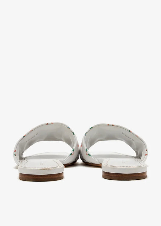 louis vuitton 6AM Flat Mule Takashi Murakami White