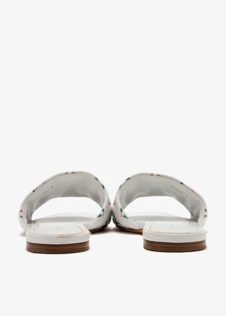 louis vuitton Cherry Lily Flat Mule X Takashi Murakami White