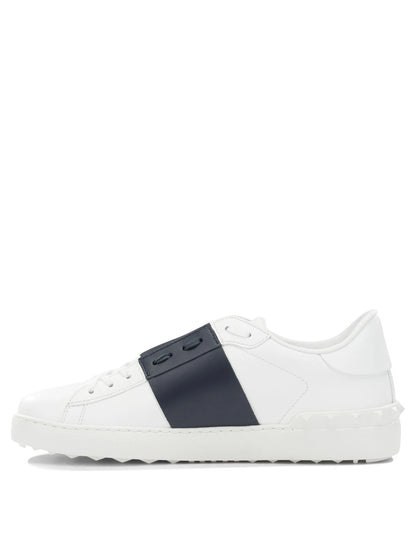 Valentino Calfskin Open Sneaker  White Black