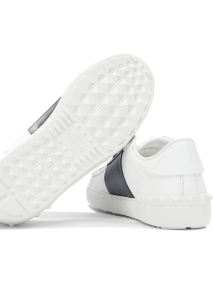 Valentino Calfskin Open Sneaker  White Black