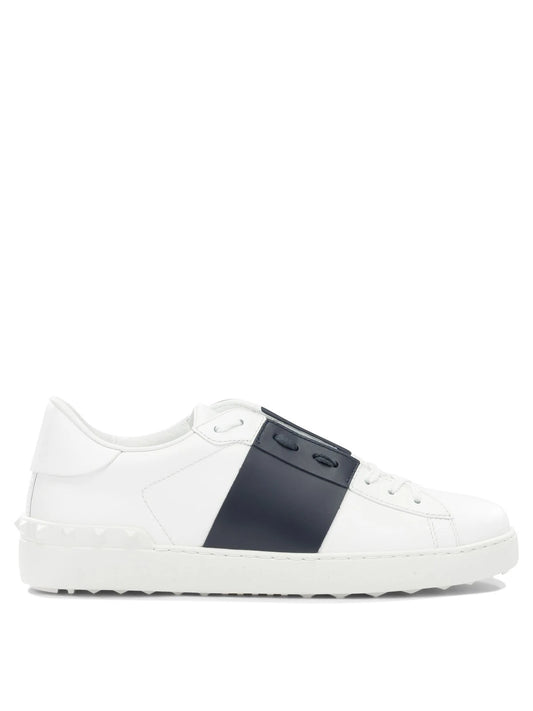 Valentino Calfskin Open Sneaker  White Black